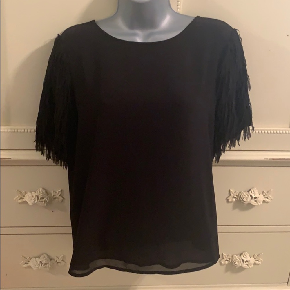 Leeli and Lou Black Fringe Top